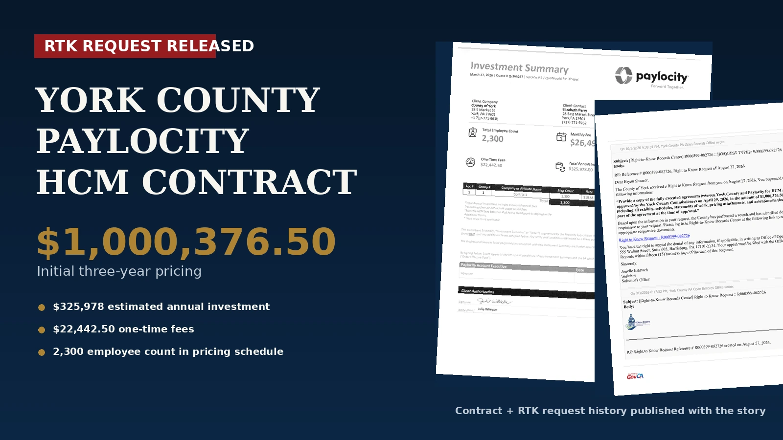York County Releases Paylocity HCM Contract After RTK Media Records Request
